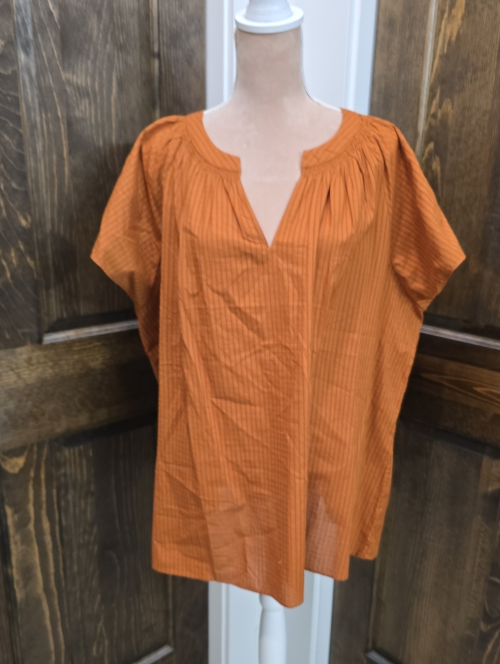 Lane Bryant Rust-Orange Split Neck Short Sleeve Tunic